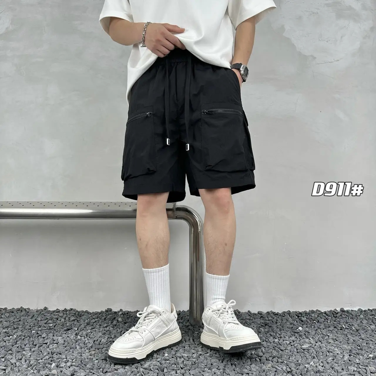 Quick drying summer multi pocket thin solid color simple loose workwear shorts for men five point casual trendy sports 250825