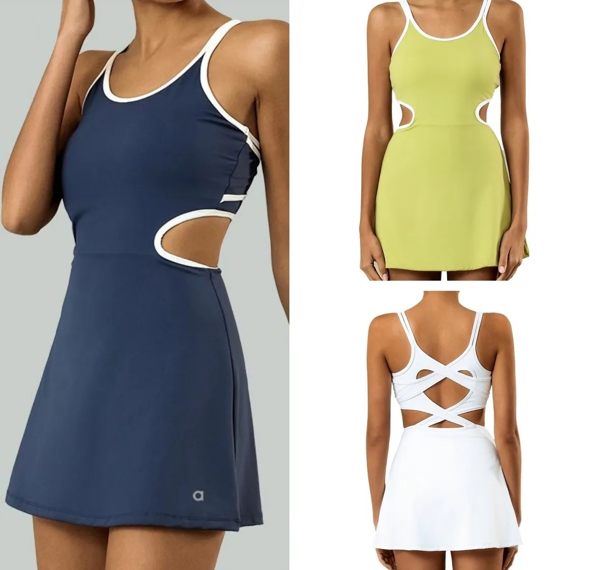 A311 Sports One-piece Dress Women with Chest Pad Quick Dry Anti-slip Tennis Dress-image-1069164829