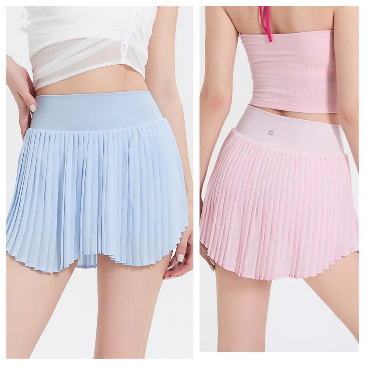 A514 Pleated Sports Skirts Female Fake Two-piece Quick-drying Tennis Skirt Pants Anti-exposure Fitness Skirt Yoga Skirts-image-1069165345