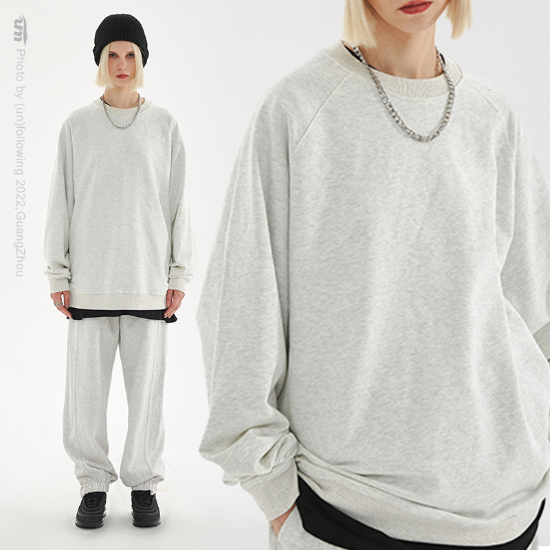 2025 Autumn Winter t shirt New Raglan Crewneck Loose Couple Versatile Basic Pure Cotton Sweatshirt Trendy