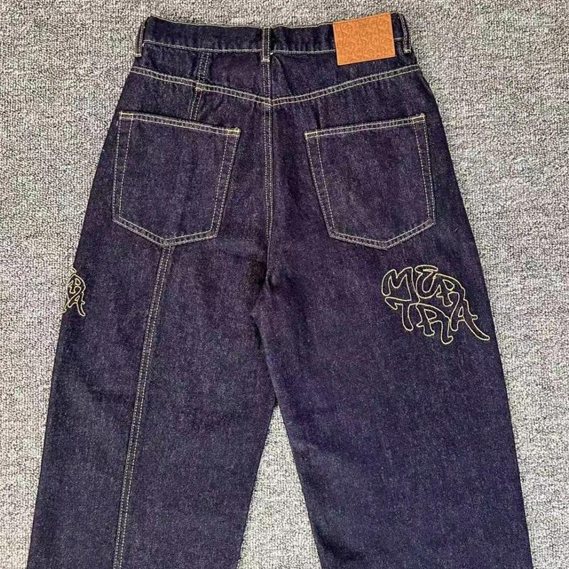 Men's Jeans Streetwear Real Pos Letter-printed Loose Casual Straight-leg Pants Retro Trend Denim Trousers