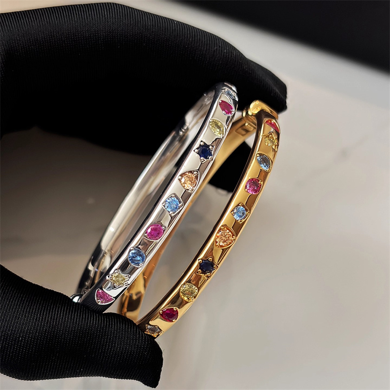 GD Same Style Color Diamond Zircon Bracelet for Men and Women, Light Luxury Niche Exquisite Stacked Bracelet Gift Jewelry