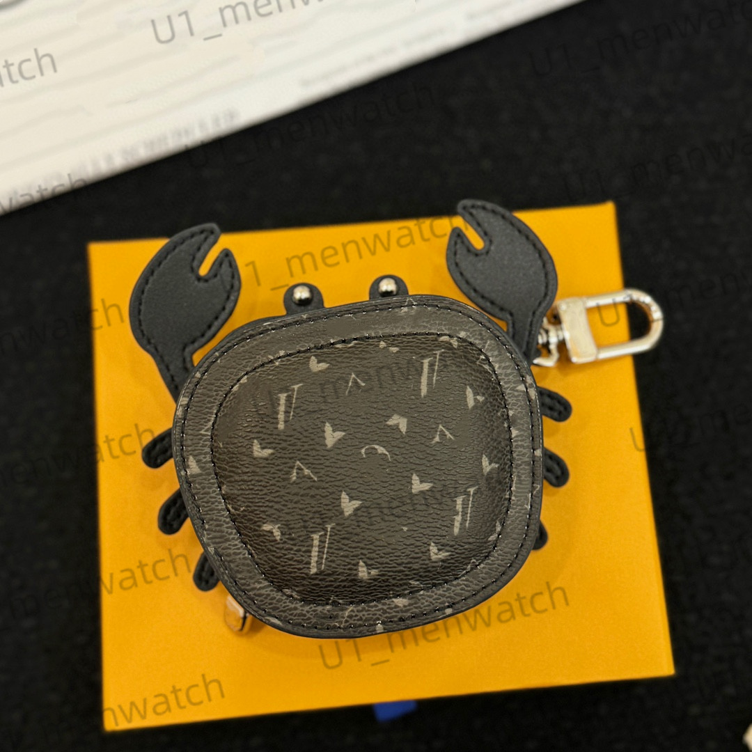 Designer Keychains crab Pouch Bag Charm for Women genuine leather Cube Coin Purse Bag Pendant Mens Designers Leather Bagcharm Accessories Key Chain