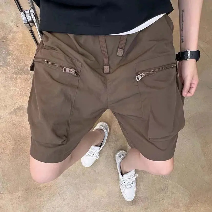 Short Pants For Men With Zipper Mens Cargo Shorts Solid Black Multi Pocket Streetwear Elegant Comfortable Vintage 250825