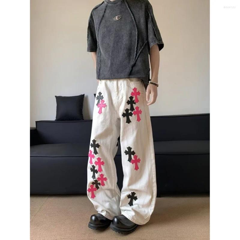 Men's Jeans Trendy Cross Loose Straight Leg Wide Casual Pants
