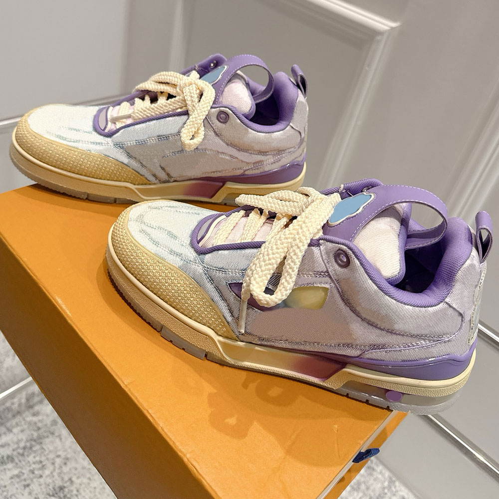 Mens Skate Sneaker womens designer sneaker skate shoes 1AH667 Purple Gradient denim Signature Casual Sneakers colorful interpretation mens collectio