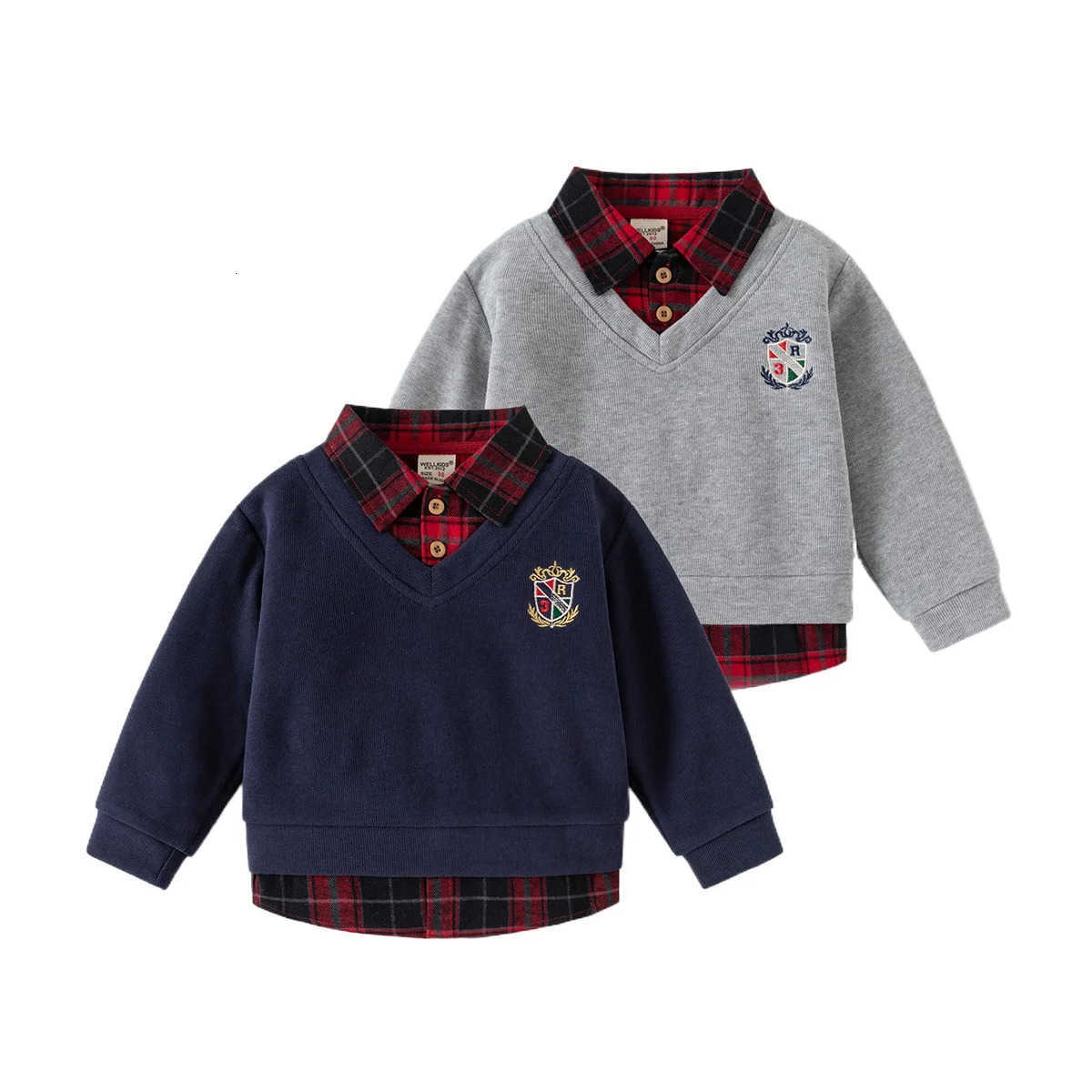 Fashion Boys Shirts Sweatshirts Turndown Collar Kids Tops Outfits Long Sleeve Childrens Clothes M250825