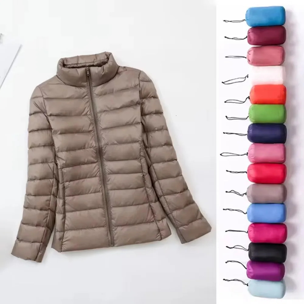 Plus Size Light Down Jacket Women Inner Cloth Autumn Winter Slim Short Stand Collar Warm White Duck Down Coat Women Outerwear250825