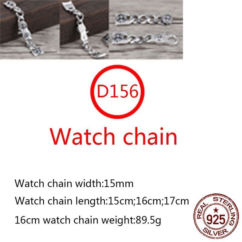 D156 S925 Sterling Silver Watch Chain Hip Hop Street Fashion Couple Jewelry Personalized Punk Style Solid Cross Flower Letter Lover Gift new
