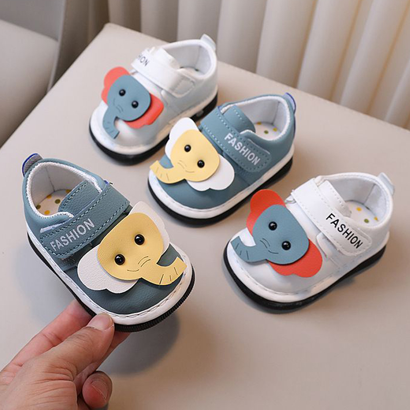 Newborn Baby Squeaky Girls Boys Shoes Soft Non-slip Infant Umshop Toddler Leather First Walkers Autumn Spring Kids Cartoon Sneakers Sizes 16 - 20 U0