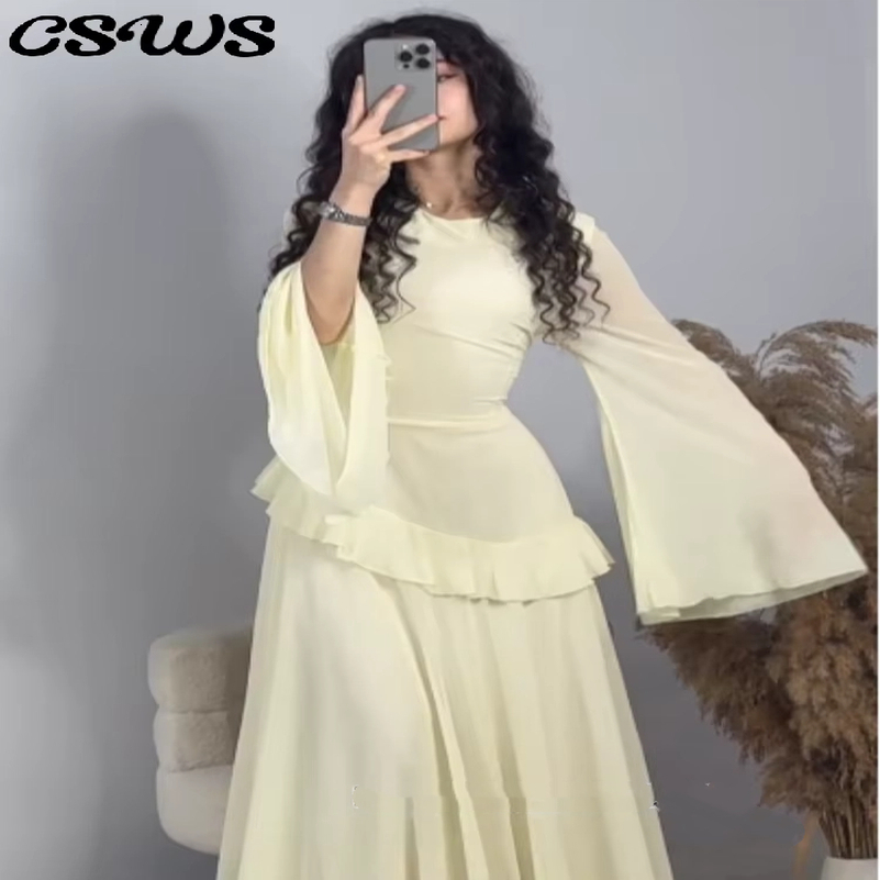 Sexy Ruffle Long Dress Women Slim O-Neck Full Sleeve Waist-Closed Lady Dresses Summer Fall Fashion Female Vacation Robe 250823