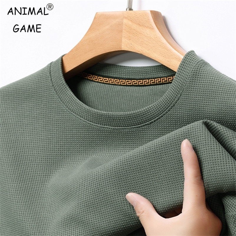 Mens Long-sleeved Sweatshirts Casual Breathable Business T-shirts Male Solid Color Pullover Basic Shirt Oversized Streetwear250823