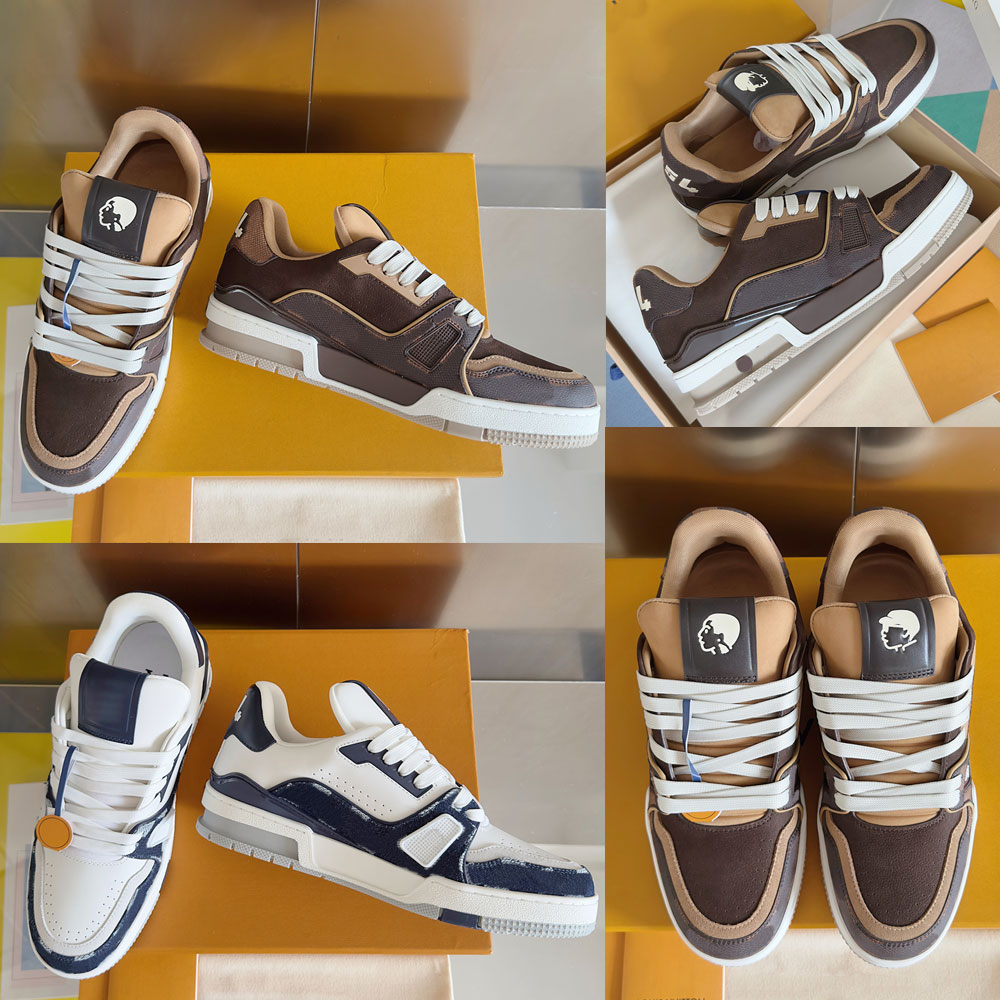 Mens Trainer Sneaker womens designer Sneakers 1AIN14 Ebene Nubuck leather canvas Laces Signature details rubber outsole 2025 mens show casual sports