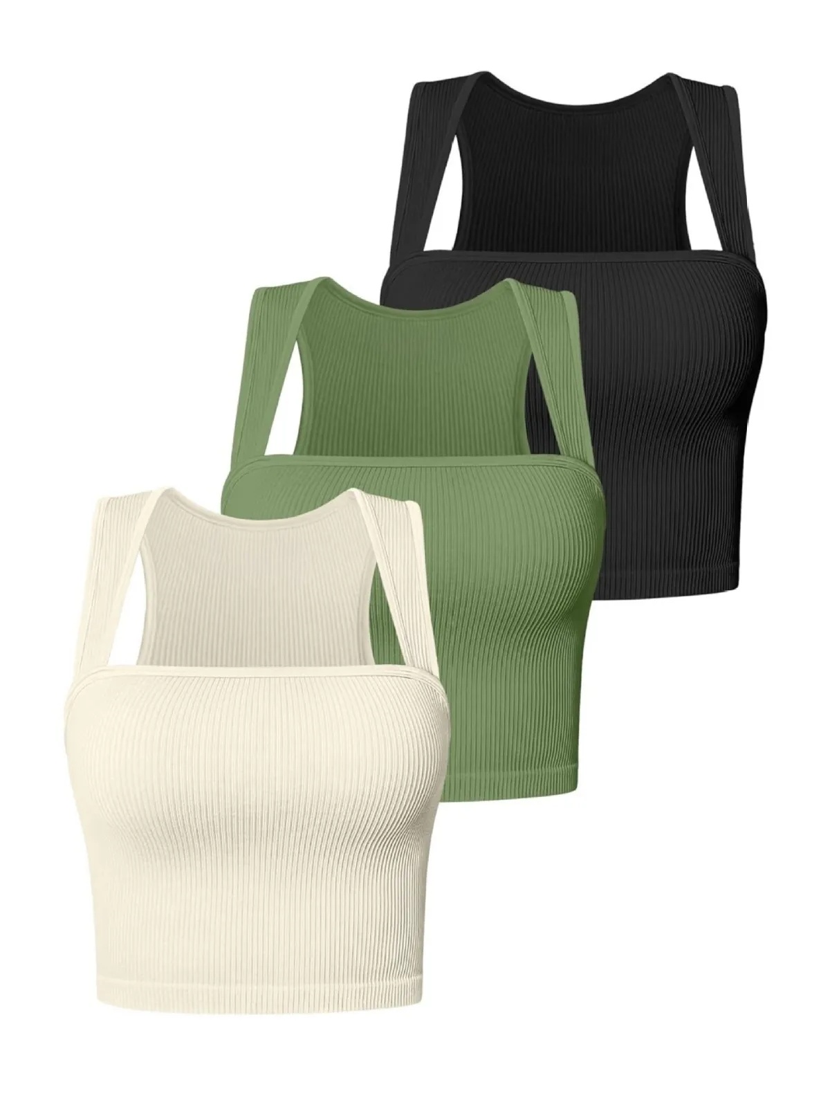 A1009 Women&#039;s Yoga Bra Slim Vest Sling Sleeveless Square Neck Stretch T-shirt Umbilical Sling Vest-image-1070955560