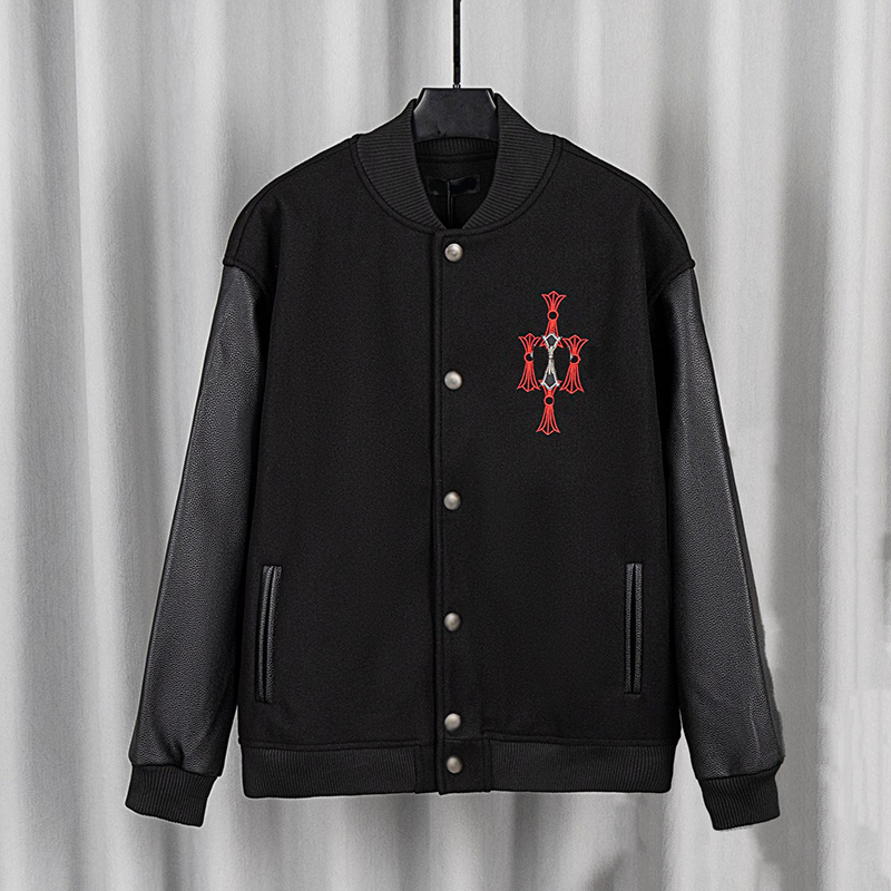 Chrome Jackets designer jackets American Retro Letter Flocking 3D Printied Jacket And Coat Men Y2K High Street Hip Hop Baseball Uniform Couple Casua