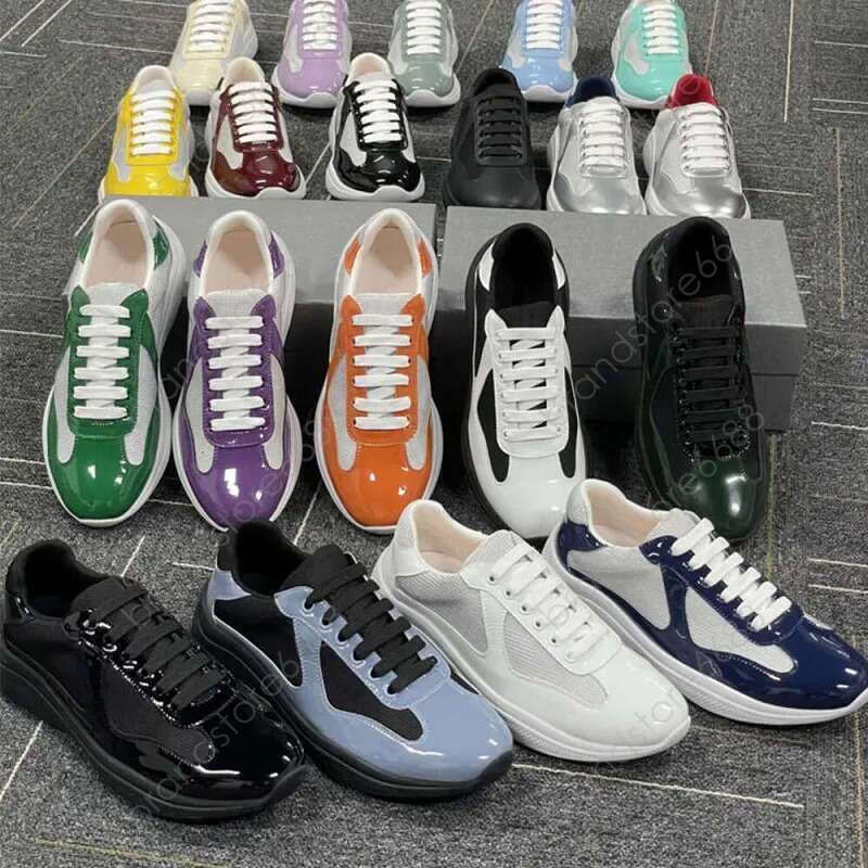 2024 Men Women America's Americas Cup Xl Sneakers High Quality Patent Leather Flat Trainers Black Mesh Lace-up Casual Outdoor Runner Sport Shoe