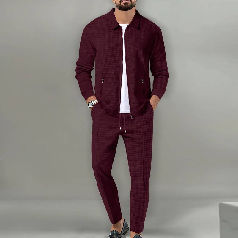 The spring and autumn sports mens youth solid color jacket trousers two leisure sports suit 250823