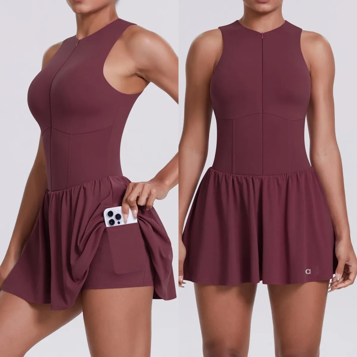 A1158 Fake Two Outdoor Stand-up Dresses Running Light-proof Bottoming Skirt Tennis Skirt Yoga Girl-image-1071115052