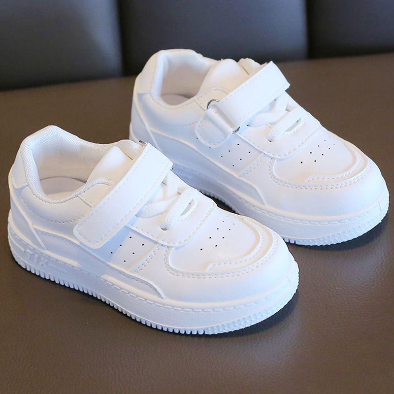 Infant Kid's Leather Black White Shoes Tennis Sneakers Umshop Kids Soft Sole Anti Slip Sneaker Toddler Running Sport Shoes Size 21 - 38 U0512