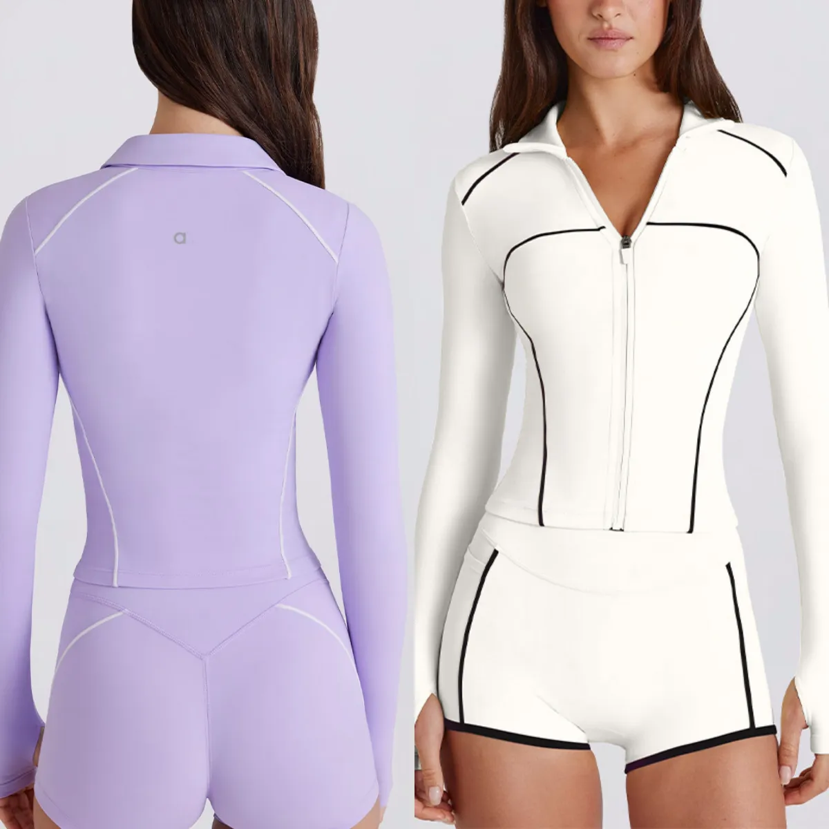 A1176 New Quick-Drying Yoga Wear Long-Sleeved Sporty Fashionable Bodybuilding And Slimming Top Zipper Sun-Protective Jacket Breathable Coat-image-1071157383
