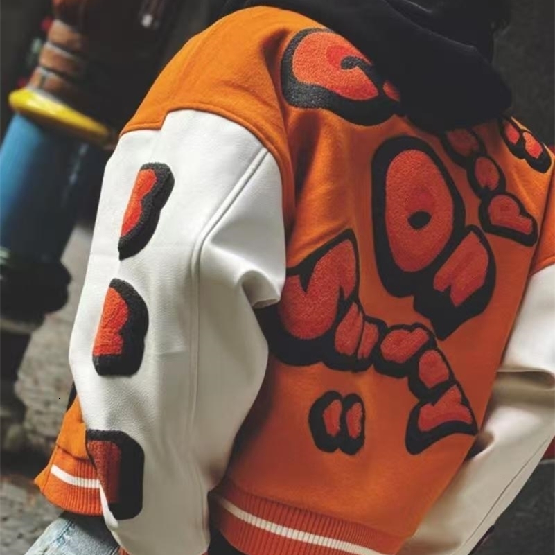 Embroidery Varsity Jacket Men PU Leather Sleeves Oversized Bomber Baseball Coats Streetwear Clothing y250823