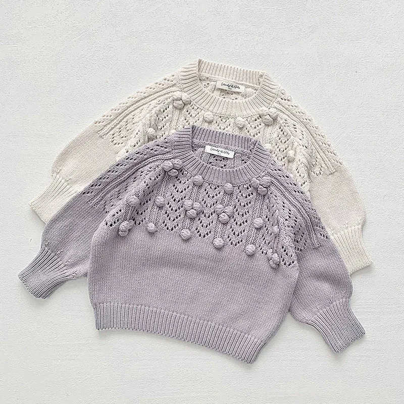 New Autumn Baby Knitted Clothes Long Sleeve Solid Color Casual Loose Pullover Sweater Kids Sweater Baby Girls Pullover M250825