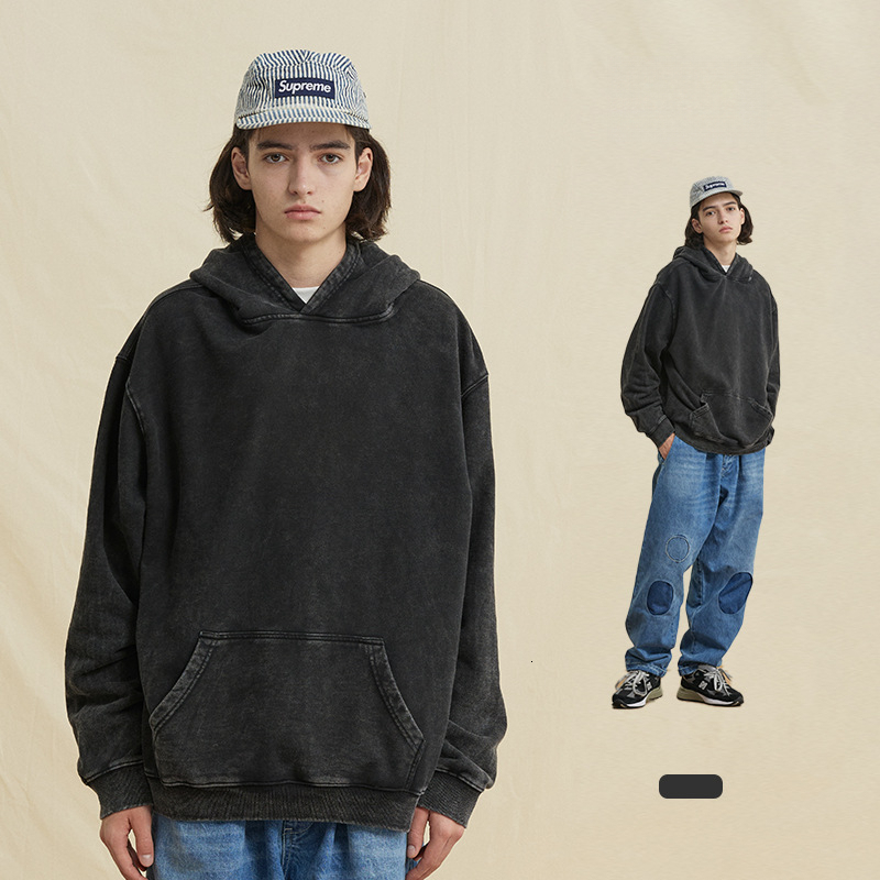 Autumn Winter t shirt New Arrival Dyed Washed Vintage Hoodie High Street Streetwear National Trend Loose Fit Pure Cotton Sweatshirt