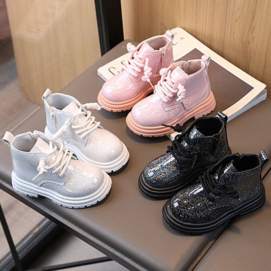 2025 Fashion Clean Glossy Children Snow Boots Platform Shoes Walkfashion Kids Girls Cool Street Style Short Boots for Boys Size US5.5C-US12.5C W0067