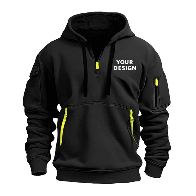European Mens Sports Zipper Arm Pocket Loose Casual Sweatshirt Customize Your Dropped Shoulder Hooded Jacket Pullover250823ww