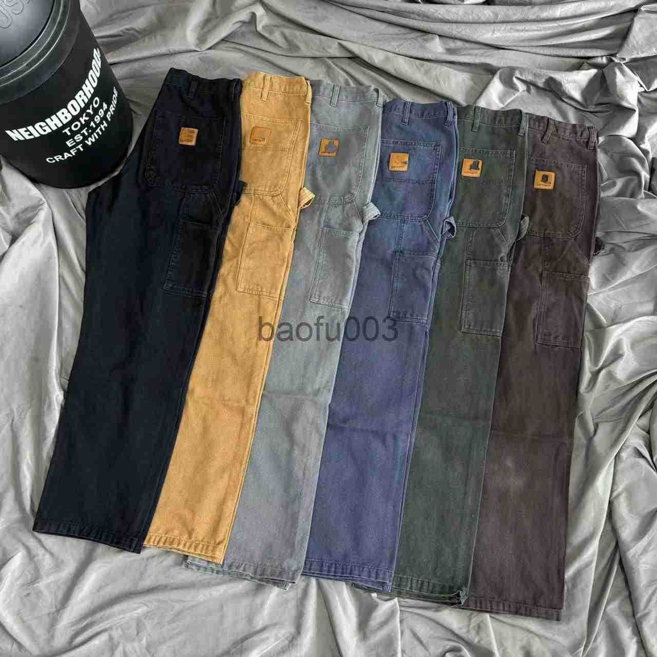 Men pants American-style retro washed six-color loose work pants for men and women high street autumn casual style long pants J250822