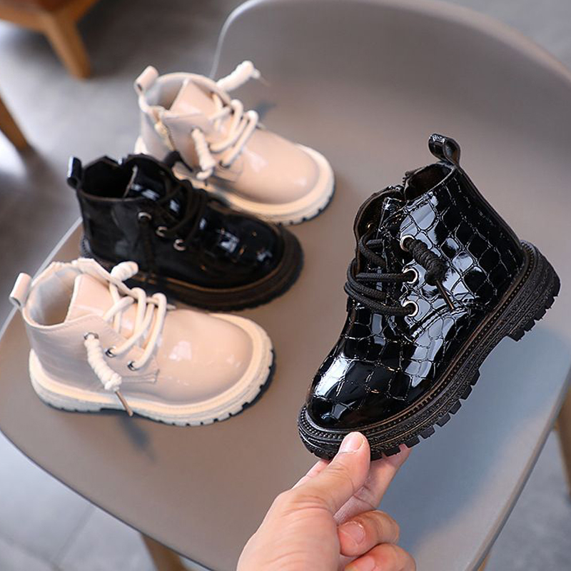 Toddler Girls Boots Crocodile Pattern for Autumn Winter Fashion Children Shoes Umshop Kids Boy Boots Black Beige Size 21 - 30 U0505