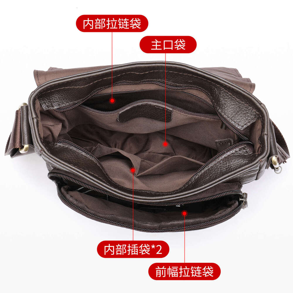 Cross-Border Genuine Leather Crossbody Top Layer Cowhide Casual Flap Style Men's Shoulder Bag Wholesale