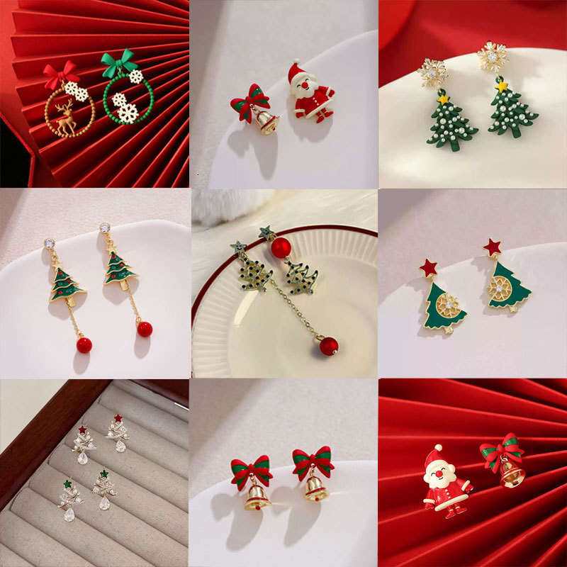 Luxury jewelry designer earrings high-end Christmas series earrings asymmetrical Christmas tree pearl tassel earrings fashion temperament earrings f