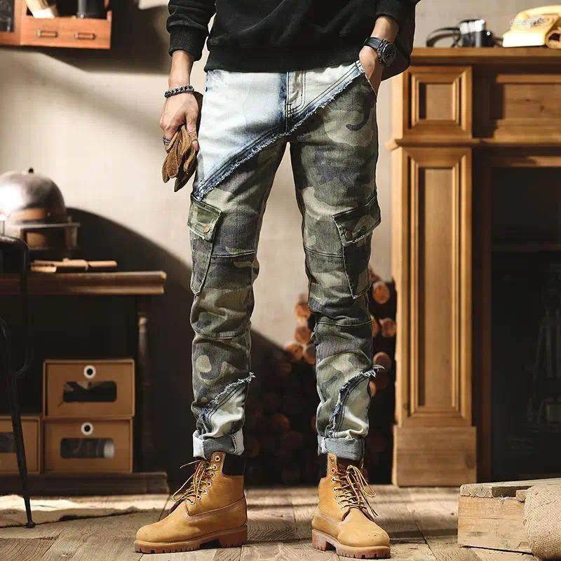 Men's Jeans Man Cowboy Pants Tight Skinny Trousers With Pockets Slim Fit For Men Stylish Luxury Japanese Street Style Goth