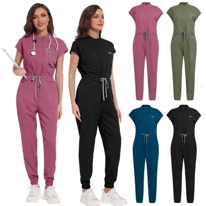 Wholesale Apparel Scrub Uniform Women Short Sleeved Scrubs Jumpsuit Hospital Clothing Uniforms with Pocket 250823