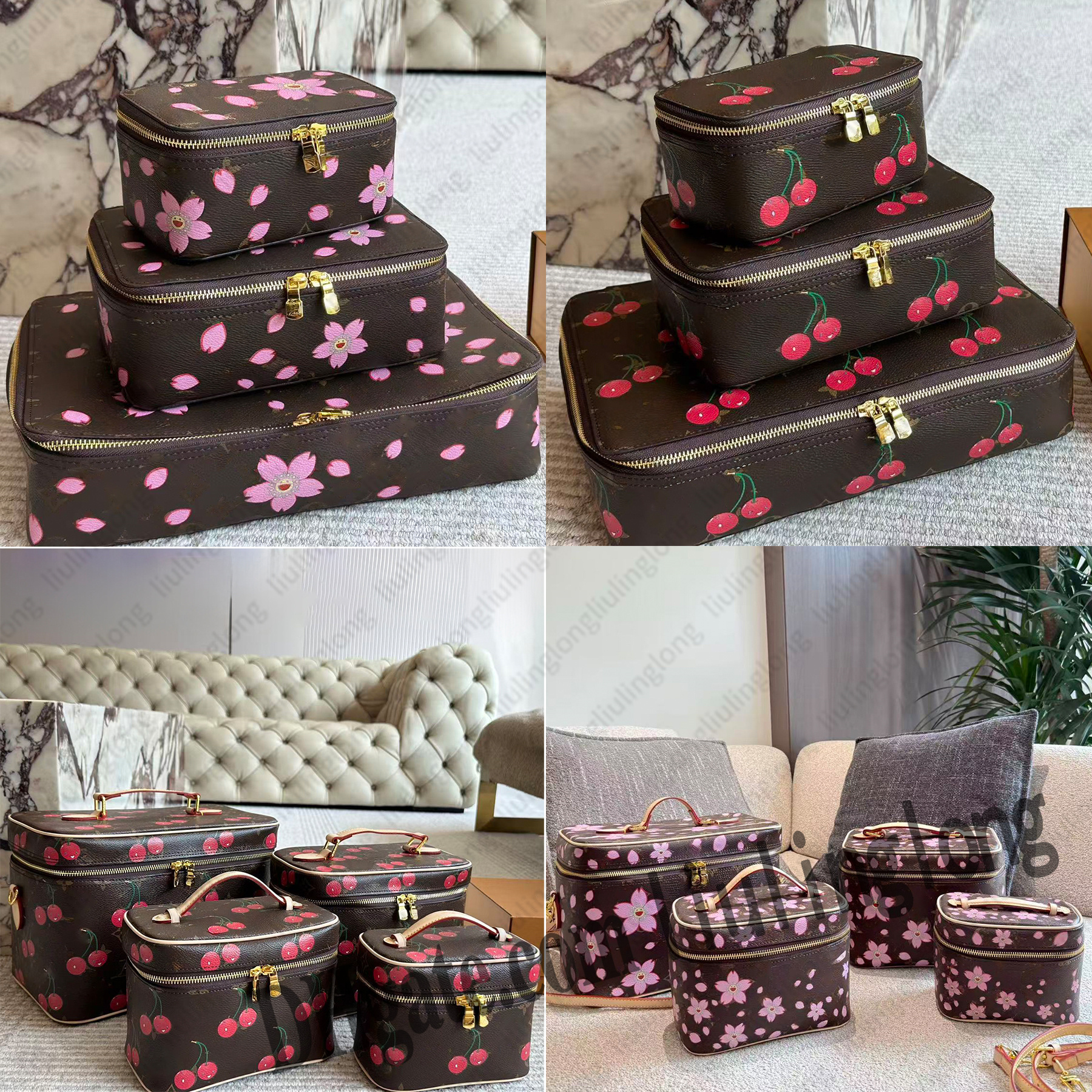 Ladies Fashion Designe Luxury Cherry Blossom Bag Shoulder Bag Crossbody Totes Handbag TOP Mirror Quality makeup bag cosmetic bag