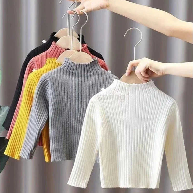 High Neck Baby Sweaters Autumn Winter Kids Boys Girls Long Sleeve Pure Color Knit Sweater Baby Kids Boys Girls Pullover Sweaters T250825