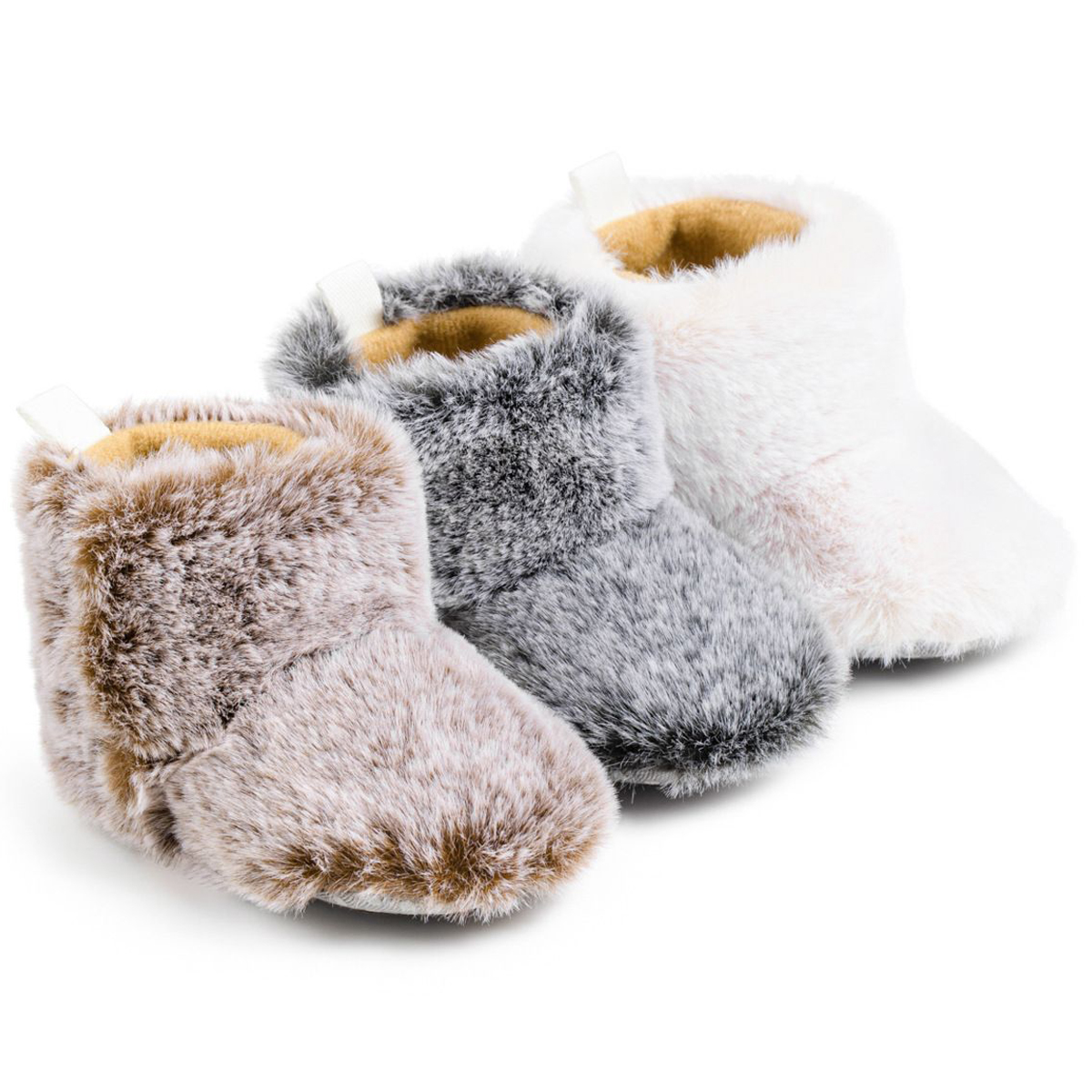 Baby Booties Newborn Infant Boy Girl Non-Slip Soft Sole Crib Shoes Walkfashion Toddler Plush Fluff Winter Warm Prewalker Boots 0-18M Months W0019