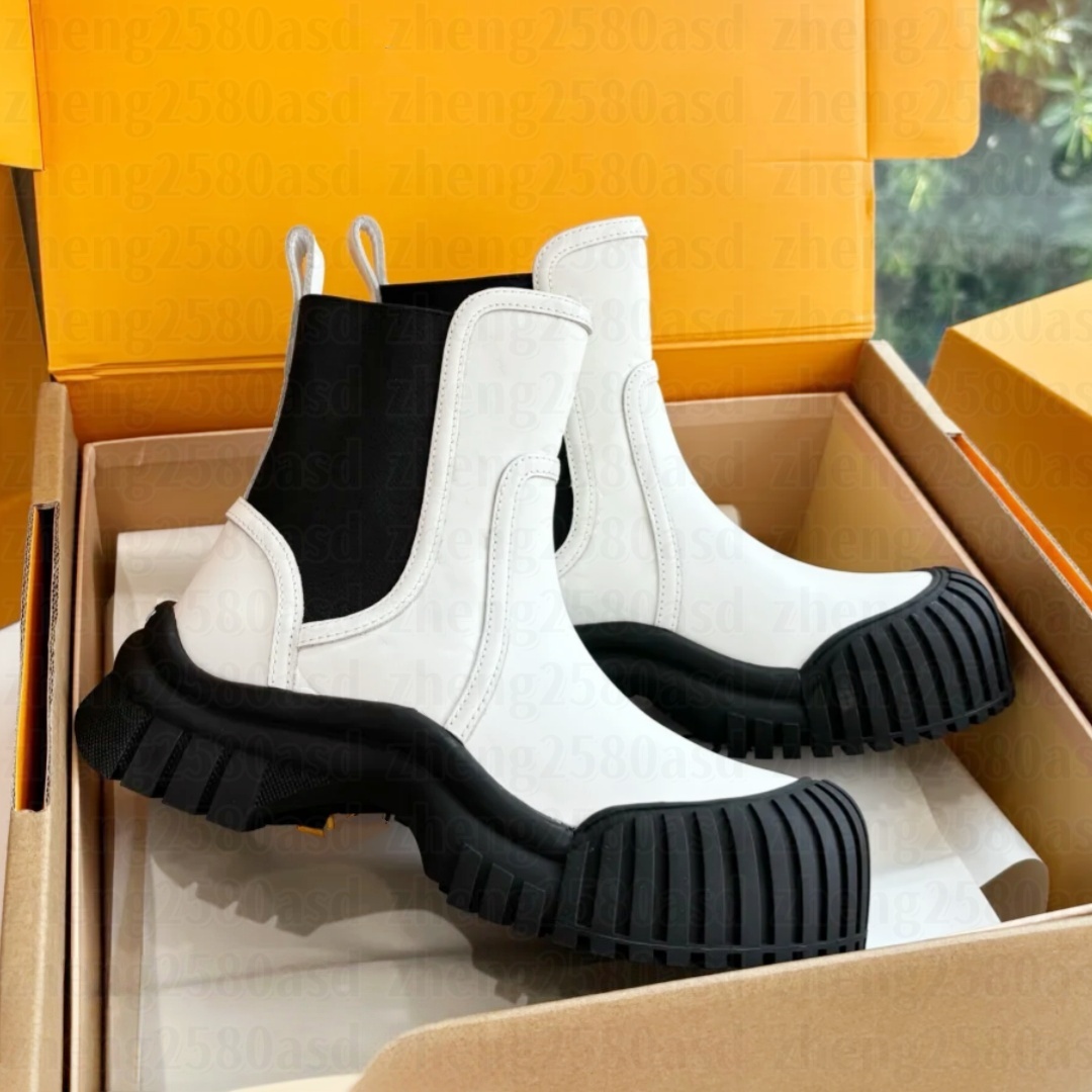 Rubber sole Designer Platform shoe Women Boot Black white Leather Ruby Mini Ankle boots Luxury Snow furry Martin Fur boot Fashion outdoor Sport Casu
