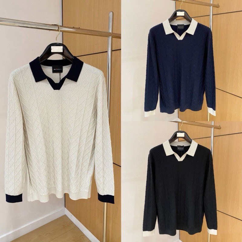 Sweater for Mens kiton Seagull Collar Business Casual Knitted Long Sleeve POLO Shirt K1289