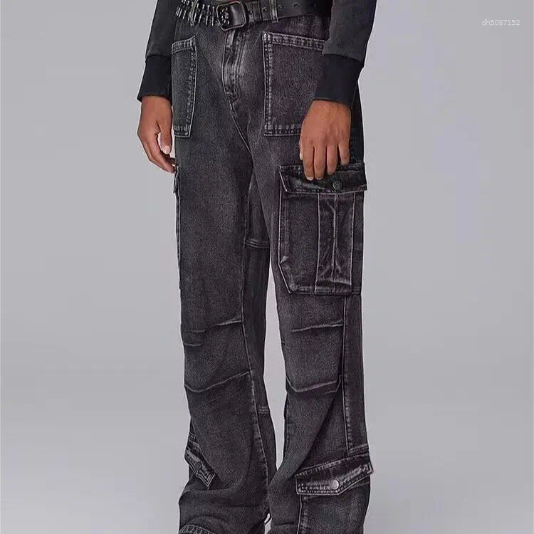 Men's Jeans Vintage Baggy Men Clothing Street Harajuku Hip Hop Washed Distressed Mens Casual Wide-leg Cargo Pants
