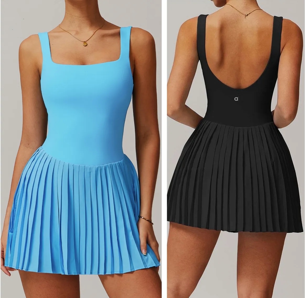 A653 Fake Two-piece Tennis Skirt Bottoming Anti-exposure Fitness Pocket Pleated Skirt Sports Dress-image-1069166852
