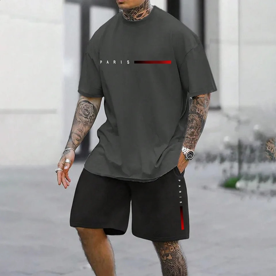 Mens 3D casual T-shirt suit plus size sportswear multifunctional casual suit summer shorts outdoor T-shirt shorts250823