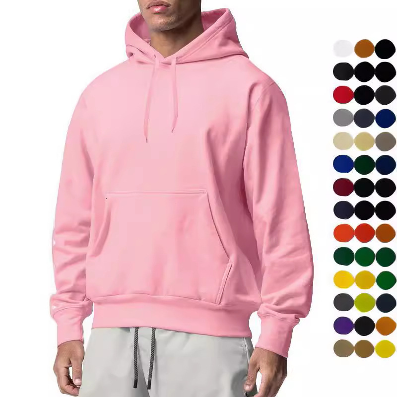 t shirt 2025 New Sports Solid Color Fleece Sweatshirt Men's Hoodie