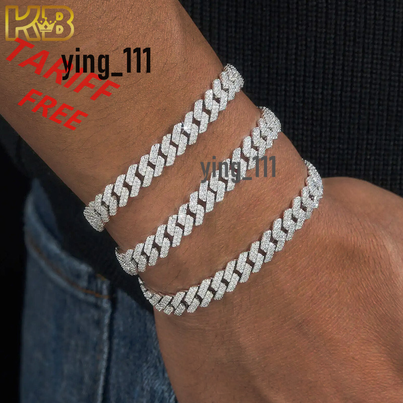 Wholesale 6mm18mm VVS Moissanite Cuban Link Bracelet 925 Sterling Silver White Gold Iced Out Hip Hop Jewelry for Men Women