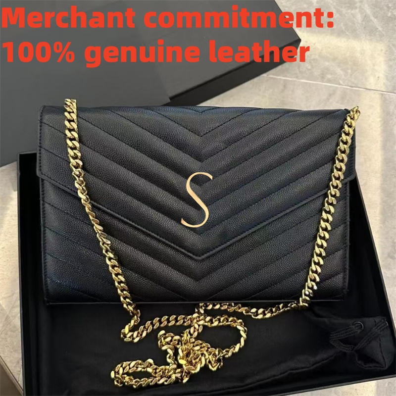 Famous brand Designer bag Envelope Wallet Womens genuine leather envelope bag Luxury Metal chain crossbody bag fashion handbag Shoulder bags Clutch
