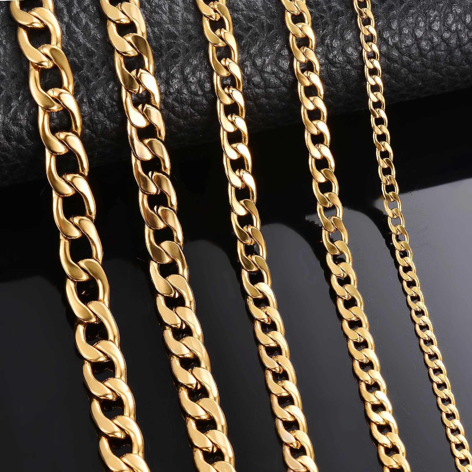 1 piece Length 21cm100cm Gold Color Flat Copper Chain Necklace 3mm95mm Stainless Steel Copper Link Chain for Men WomenXJ250826