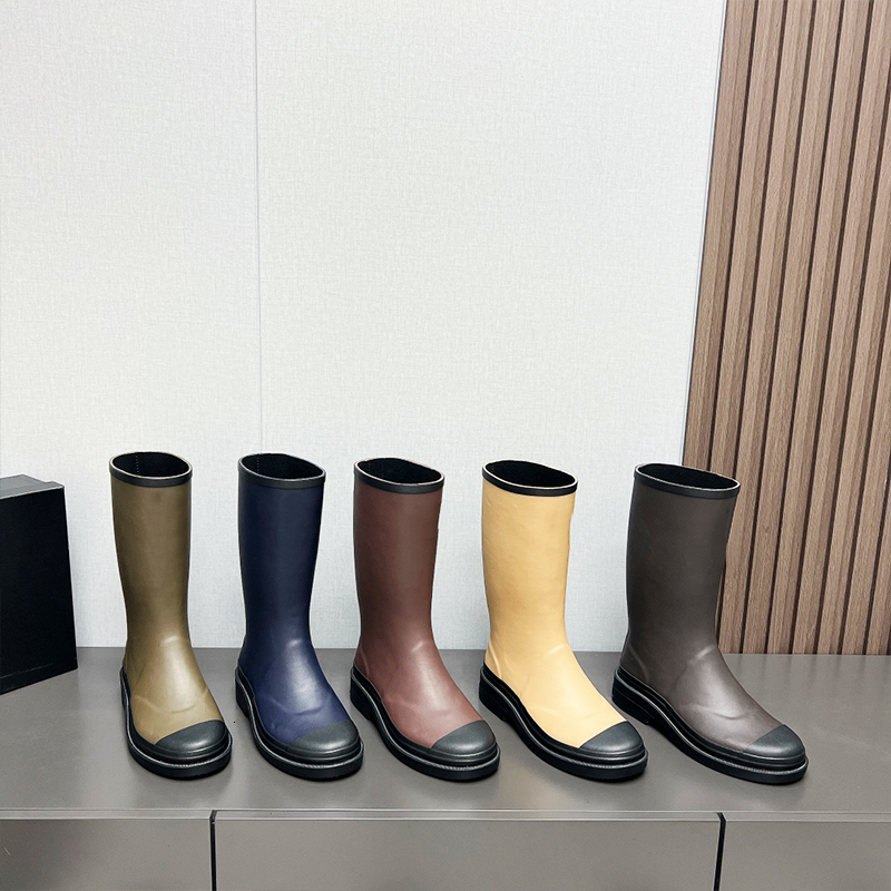 Eu35-41 Rain Boots Paris Design Rubber Rainboots Waterproof Women Welly Boots Thick Heel Ankle Boot Knee High Boots Fashion Water Shoes 915