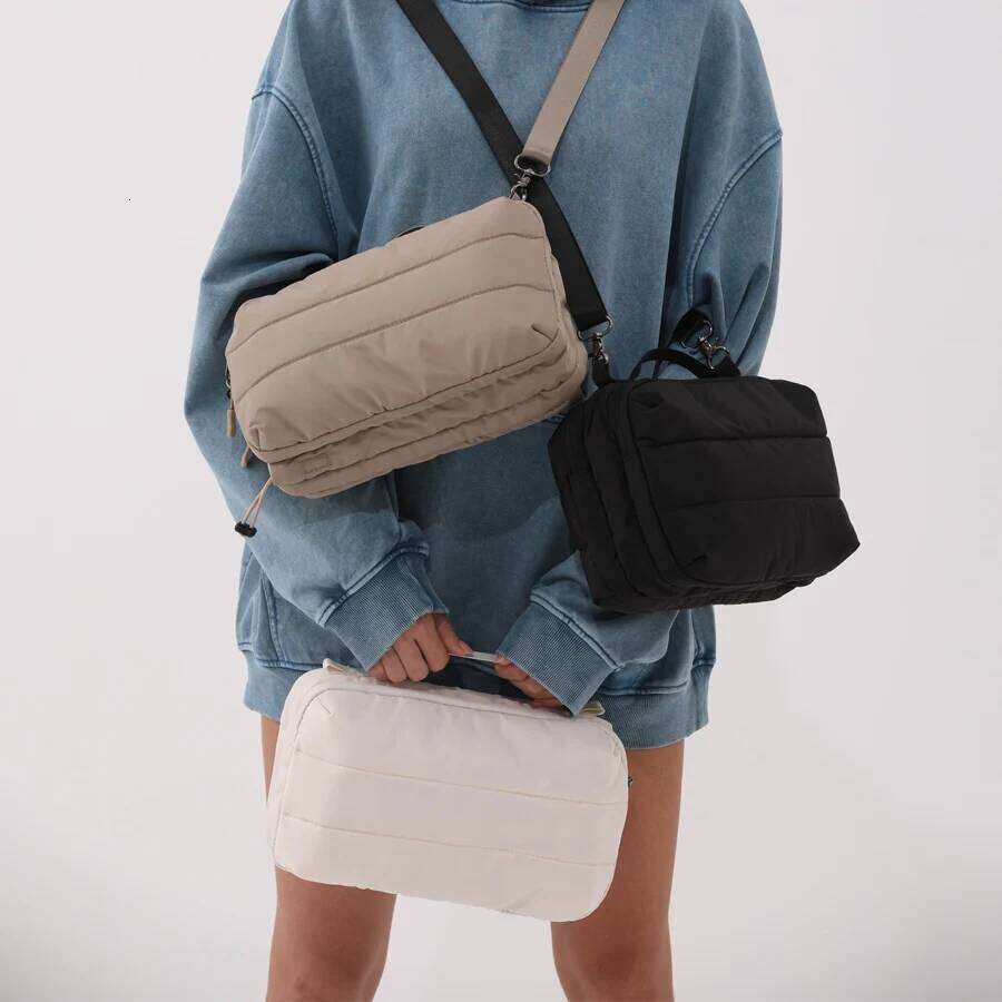 Designer Bags Casual Quilted Padded Square Shoulder Bags Creative Can Hold Kettle Outdoor Crossbody Lightweight Nylon Puffer Bag For Women Luxury Ba