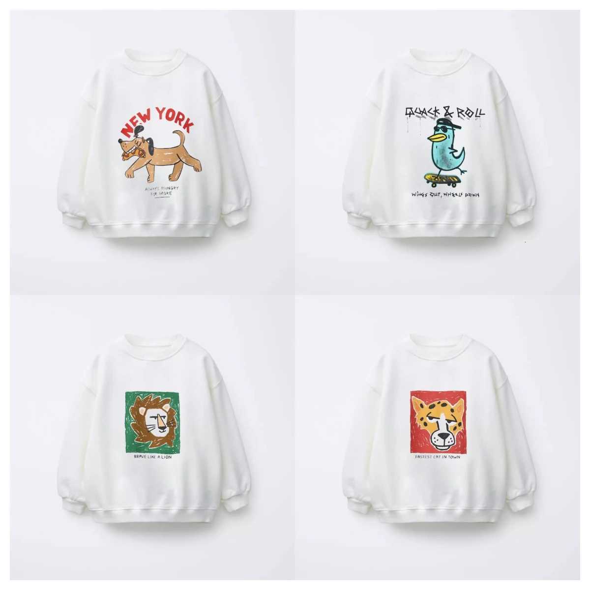 Childrens Basic Cotton Hoodie Cute Printed Top 2025 Spring and Autumn New Sports Shirt for Boys and Girls Fun Clothing Z250826